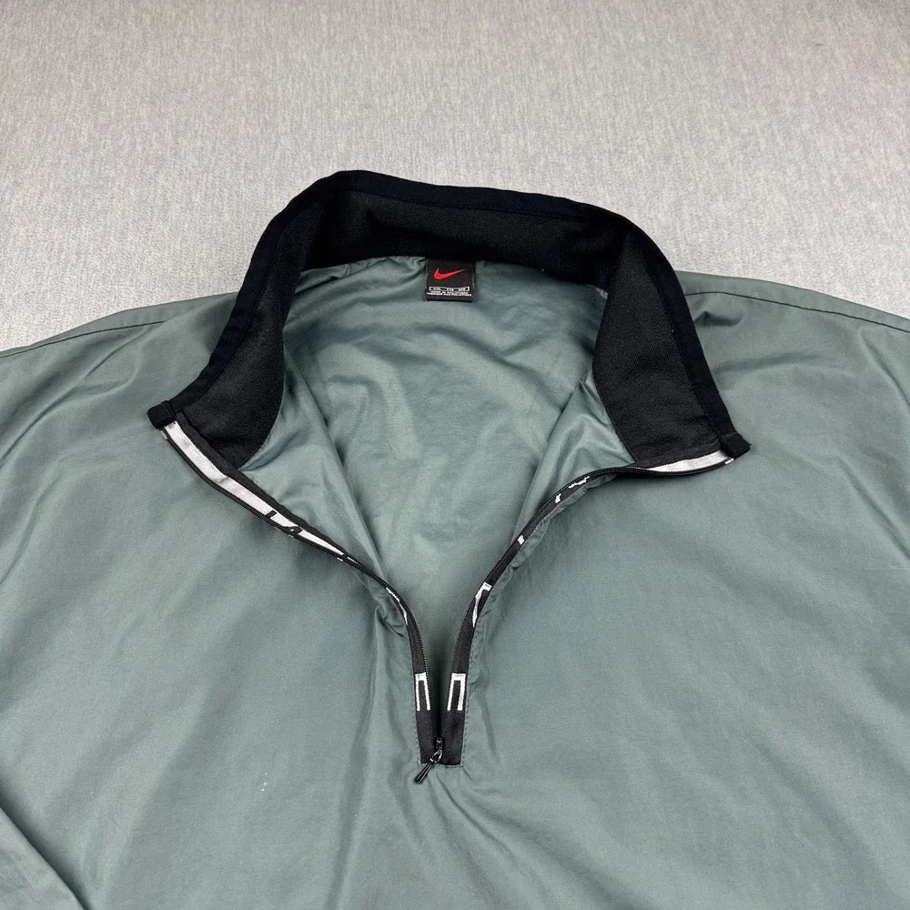 Vintage Nike Jacket Mens 2XL Green Windbreaker‎ 1/2 Zip Running Track Pullover